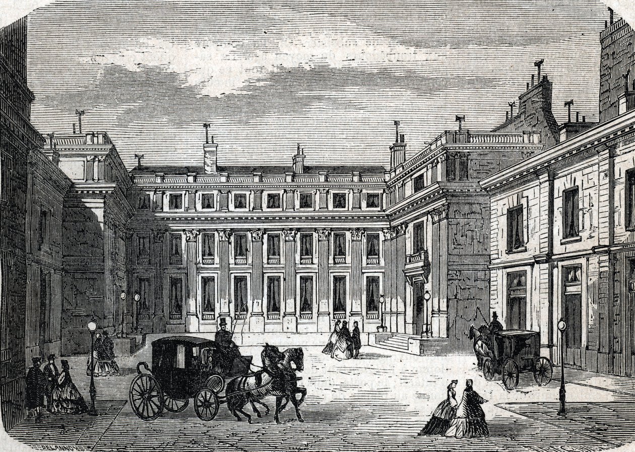 Uitzicht op het Ministerie van Openbaar Onderwijs, Hotel de Rochechouart rue de Grenelle, in Parijs door French School