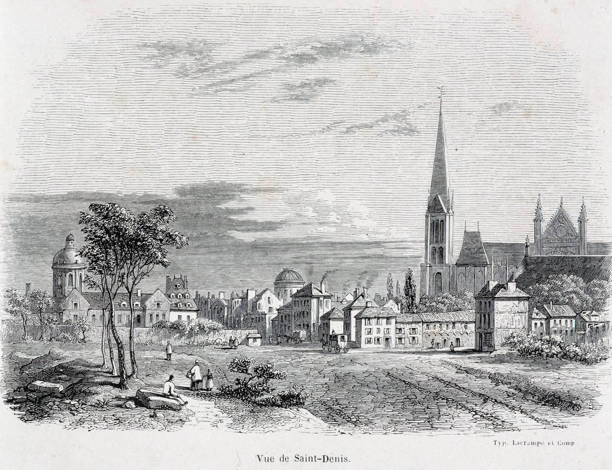 Uitzicht op de stad Saint Denis, begin 19e eeuw door French School