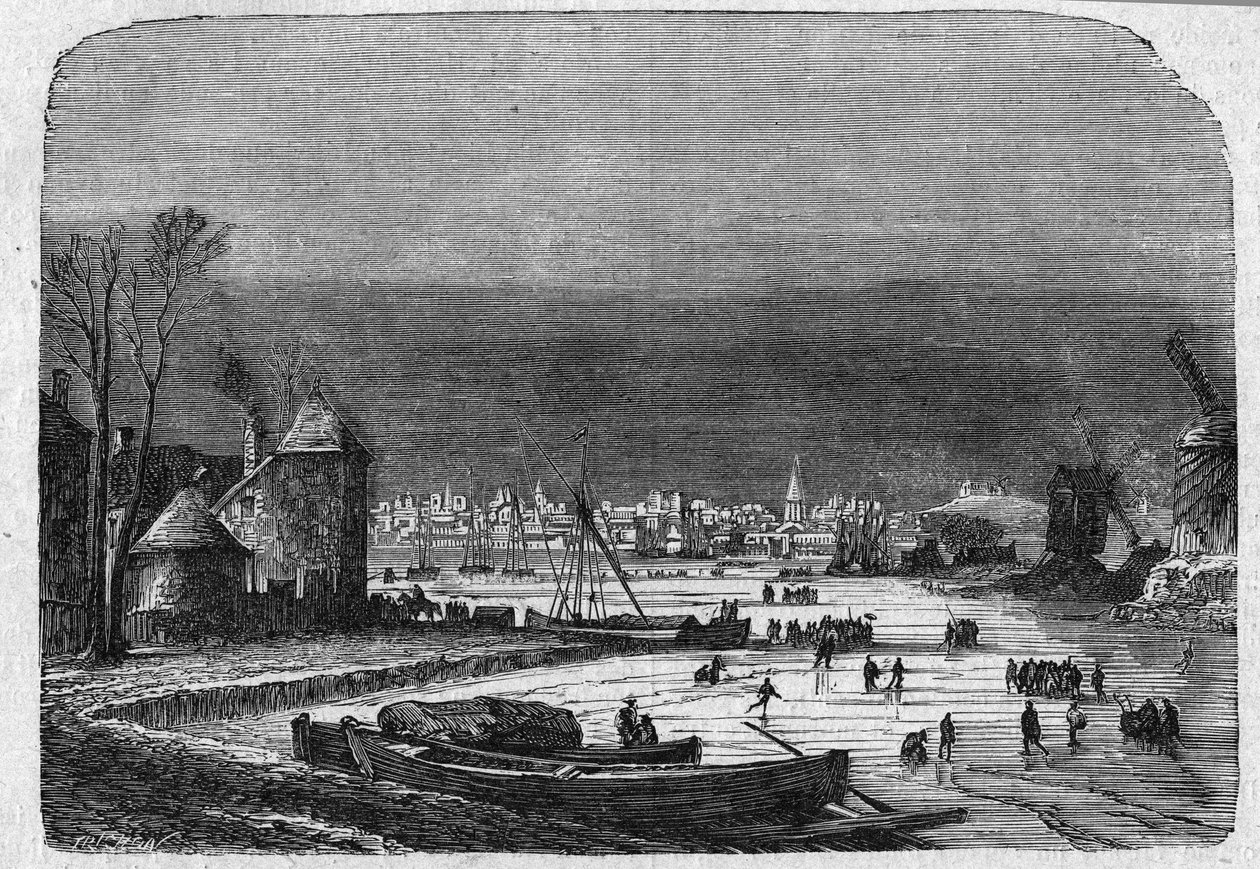 Uitzicht op de stad Den Haag in Nederland, eind 19e eeuw. Gravure in 