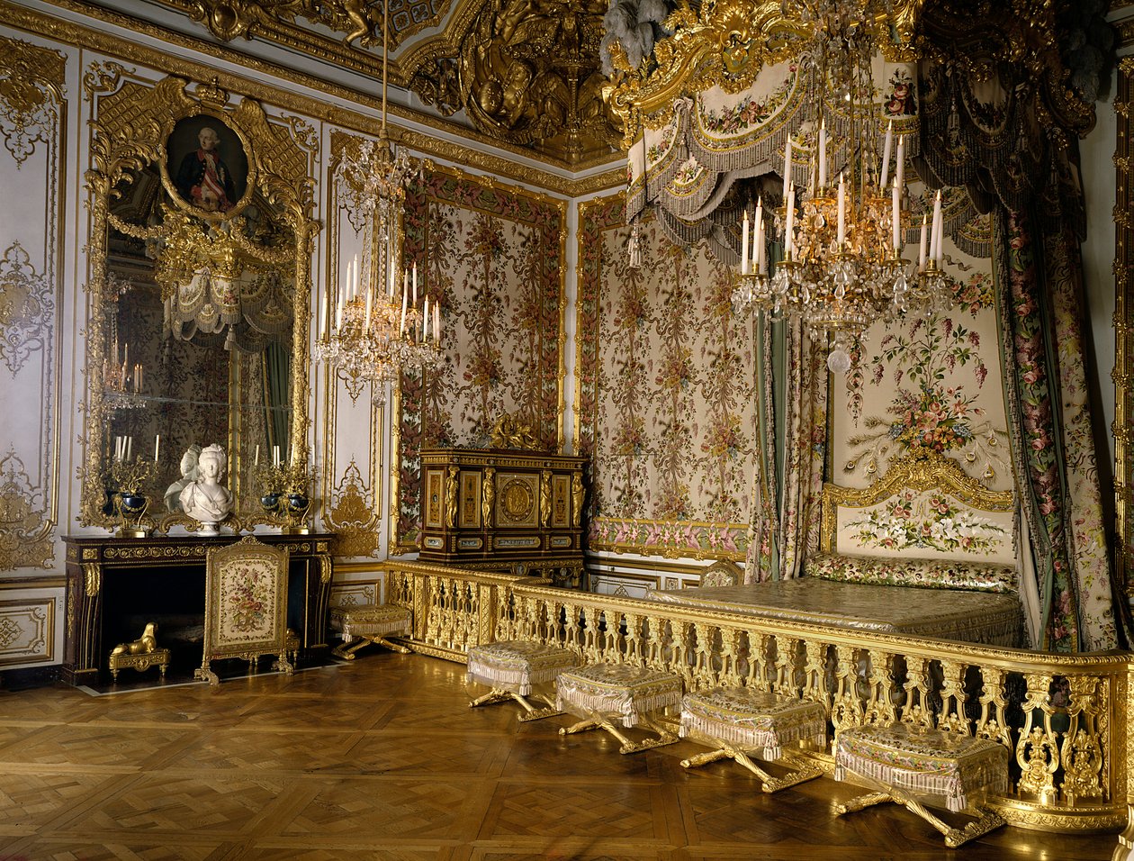 Uitzicht op de kamer van de Koningin van Frankrijk Marie Antoinette van Habsburg Lorraine (1755-1793). Versailles, kasteelmuseum door French School