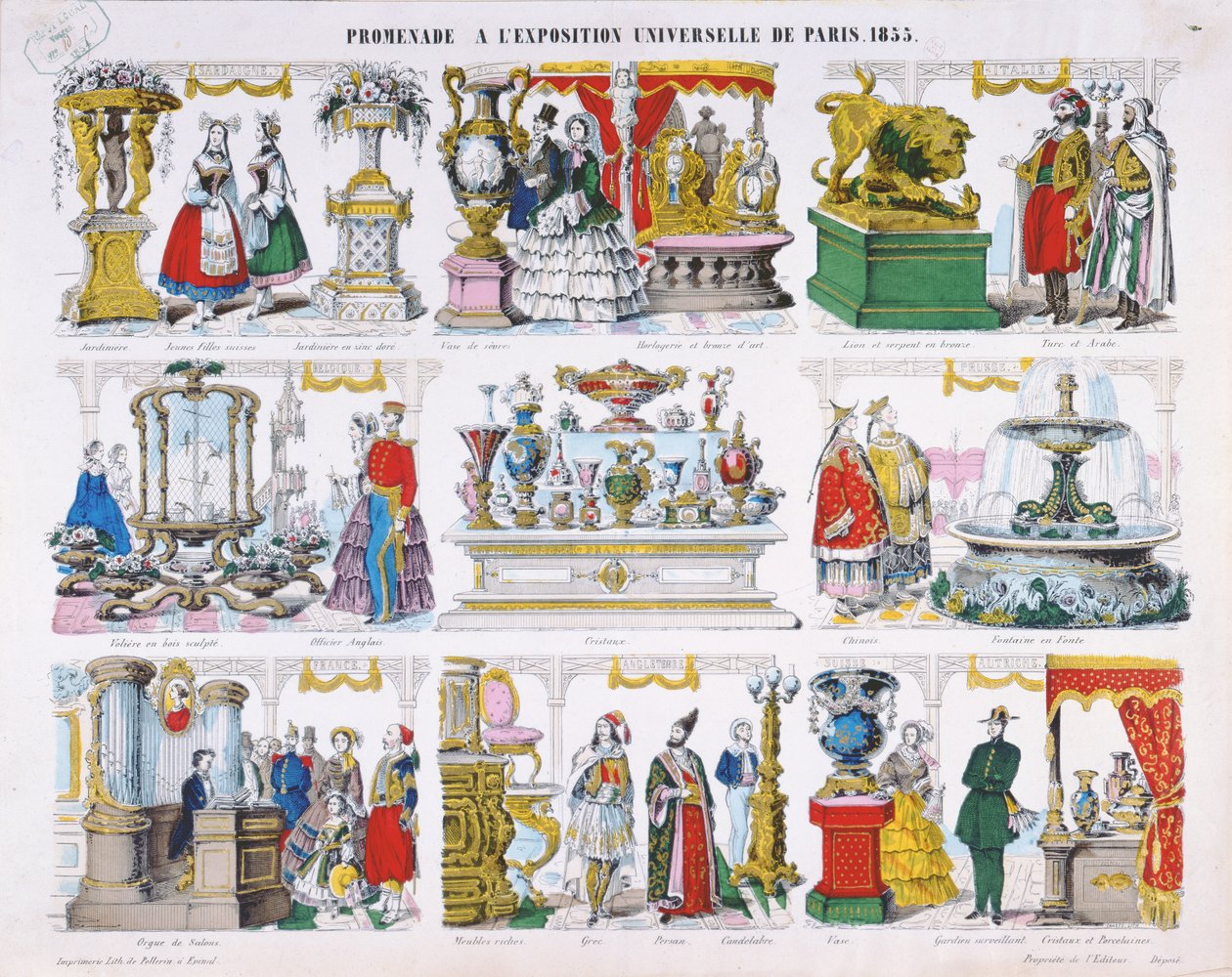 Bezoekers van de Exposition Universelle in 1855 door French School