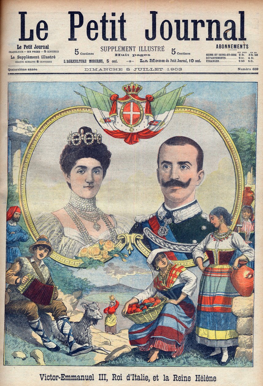 Vittorio Emanuele III di Savoia en Elena di Savoia - Koning Victor Emmanuel III en Koningin Elena van Italië door French School