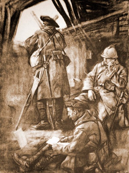 WWI Franse observatiepost aan het Westfront door French School