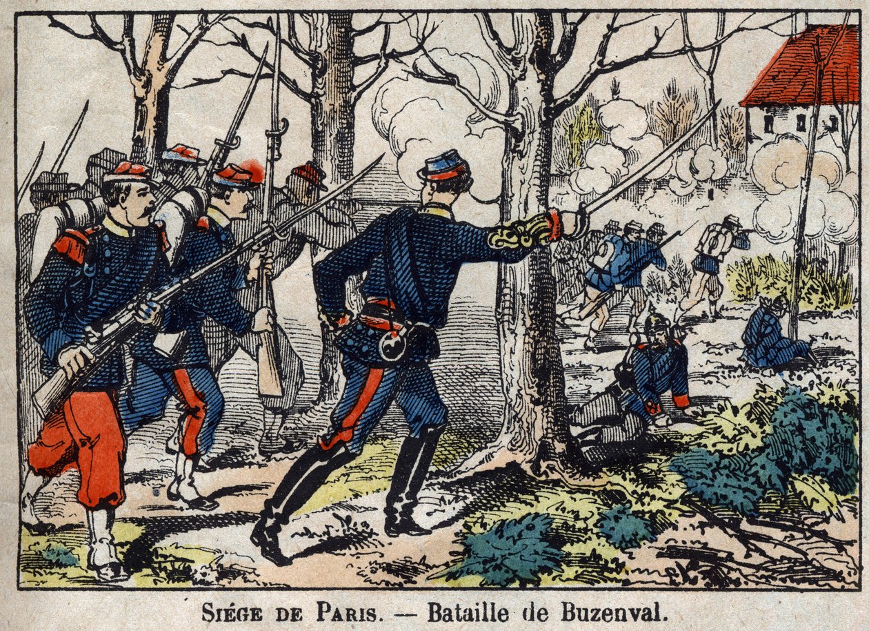 Oorlog van 1870 tussen Frankrijk en Pruisen: Slag bij Buzenval in de regio Parijs op 19/01/1871. door French School