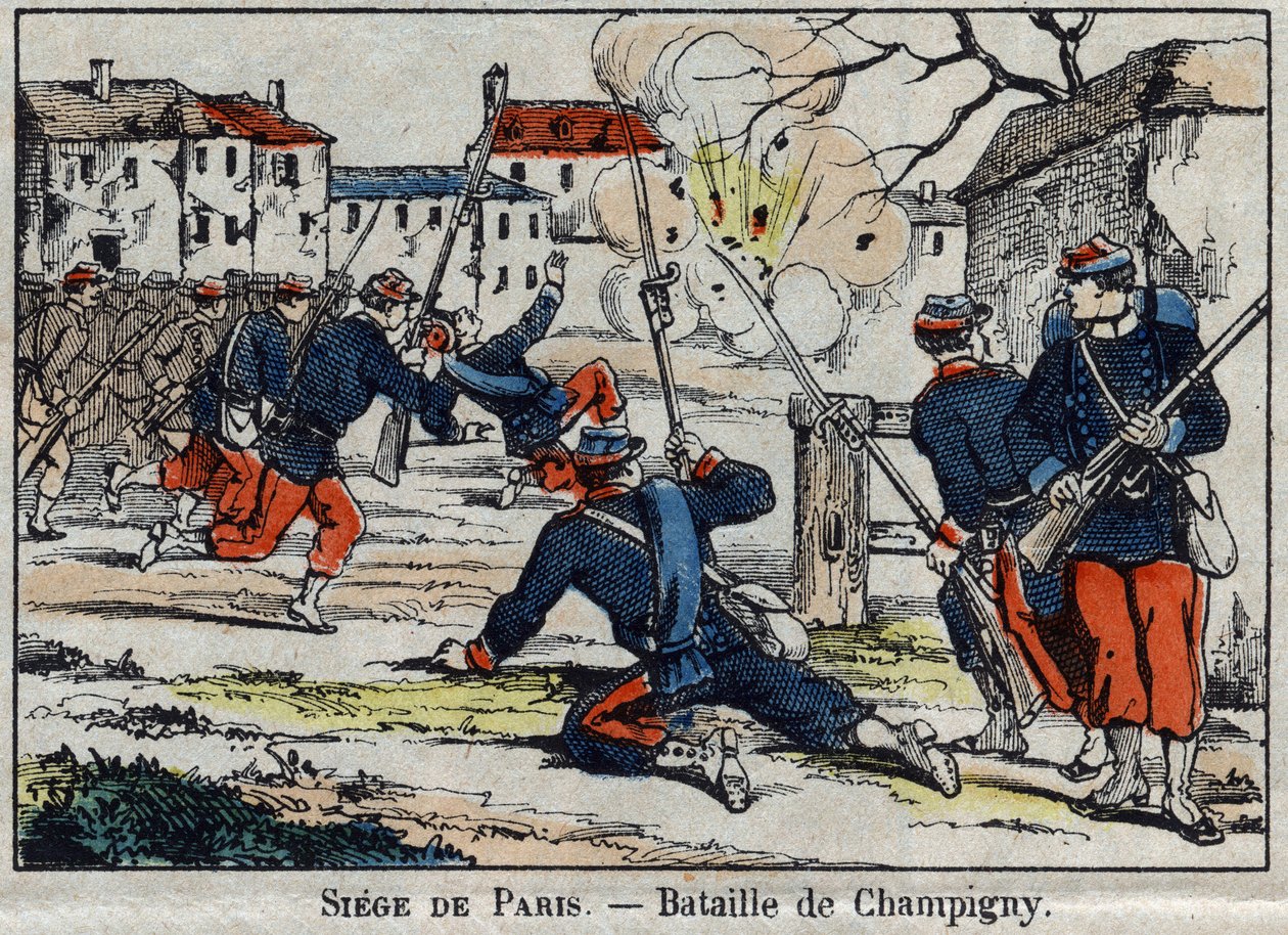 Oorlog van 1870 tussen Frankrijk en Pruisen: de Slag bij Champigny of de Slag bij Villiers van 30/11 tot 02/12/1870 door French School