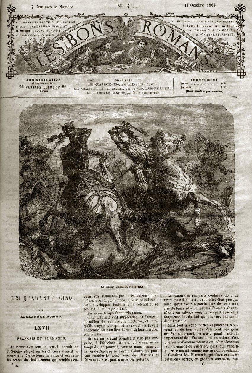 Godsdienstoorlogen - De Vijf-en-veertig - Frans en Vlaams - De bijzondere slag van Henri de Joyeuse (1563-1608) - De goede romans 1864 - Alexandre Dumas Père door French School