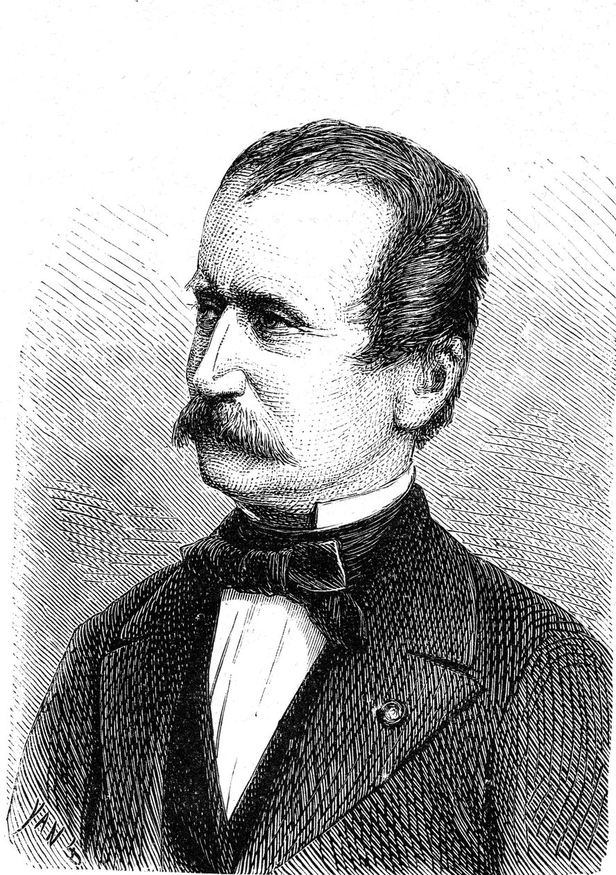 Wilhelm ENGERTH (1814-1884), Oostenrijkse ingenieur, ontwerper van de eerste berglocomotief. Gravure 1867 door French School