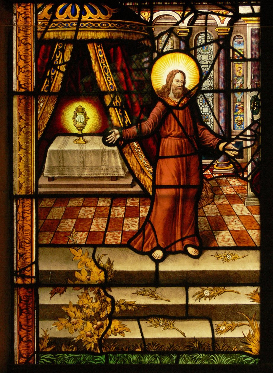 Raam Charnier-10 met Christus en de Hostie door French School