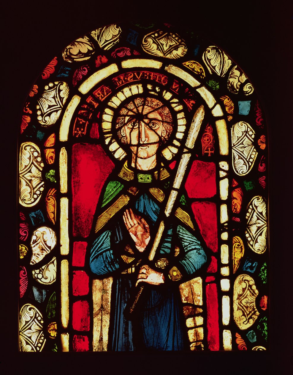 Raam van St. Timotheüs met de martelaarspalm, verwijderd uit de Neuwiller Abdij, atelier van Lorin de Chartres, Elzasser school door French School