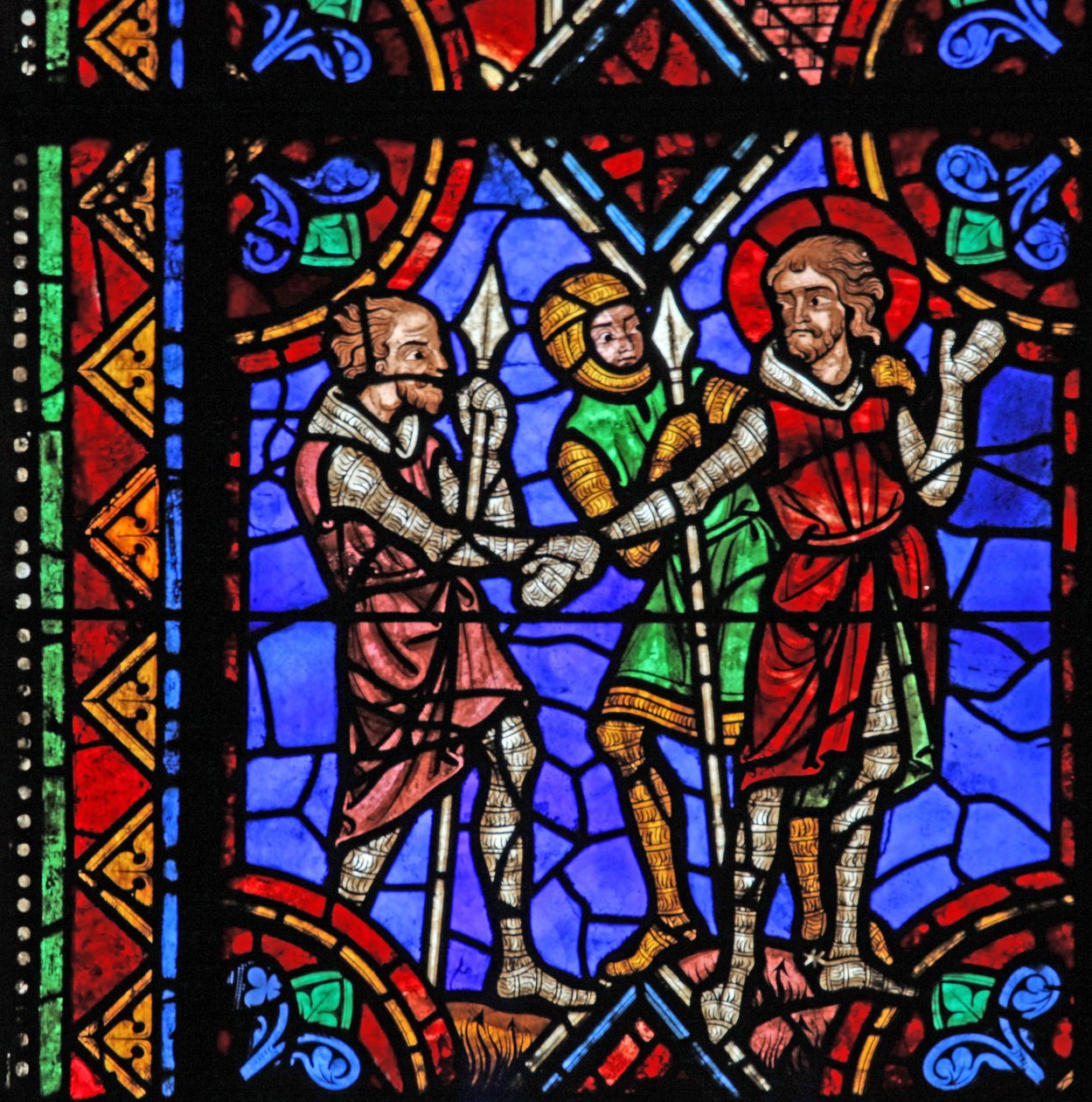 Raam w06 met het verhaal van St. Julianus van Brioude - St. Ferreol, een vriend van Julianus, die stierf tijdens de vervolgingen van Diocletianus, wordt gearresteerd door French School