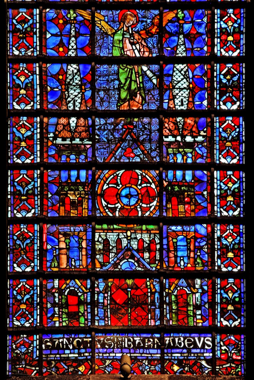Raam w107 met de kathedraal van Therouanne door French School