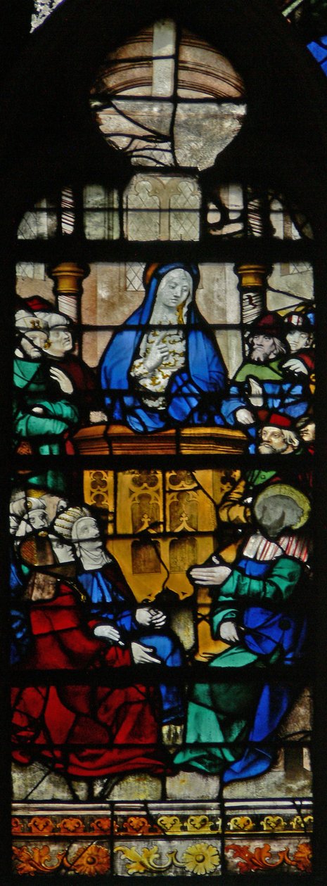 Raam w125 met een scène uit het leven van St. Maria Magdalena - de heilige die predikt door French School
