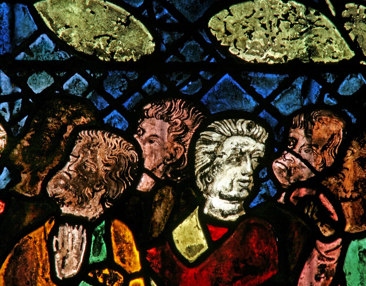 Venster w14 met de apostelen bij de Hemelvaart door French School
