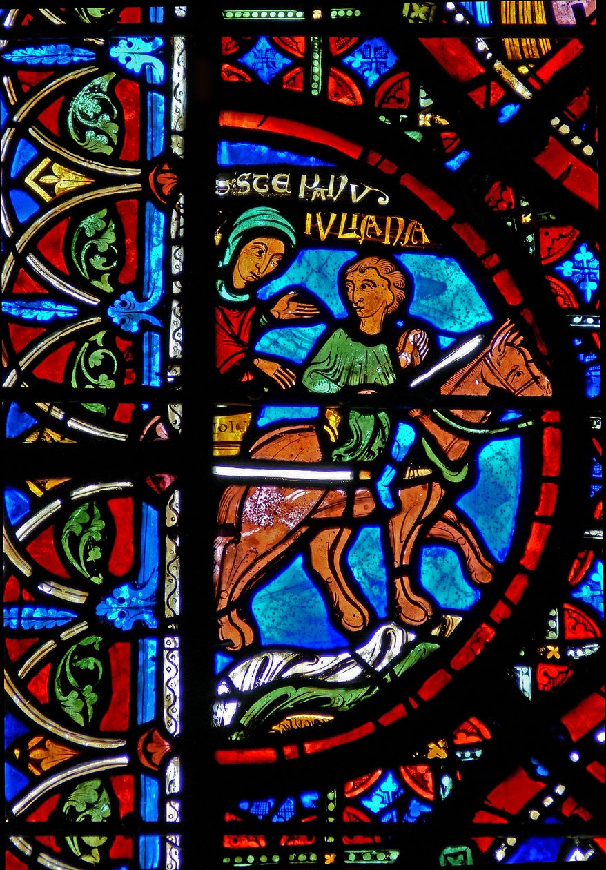 Raam w15 met het verhaal van de relieken van St. Stefanus: de relieken worden naar Constantinopel gebracht door French School