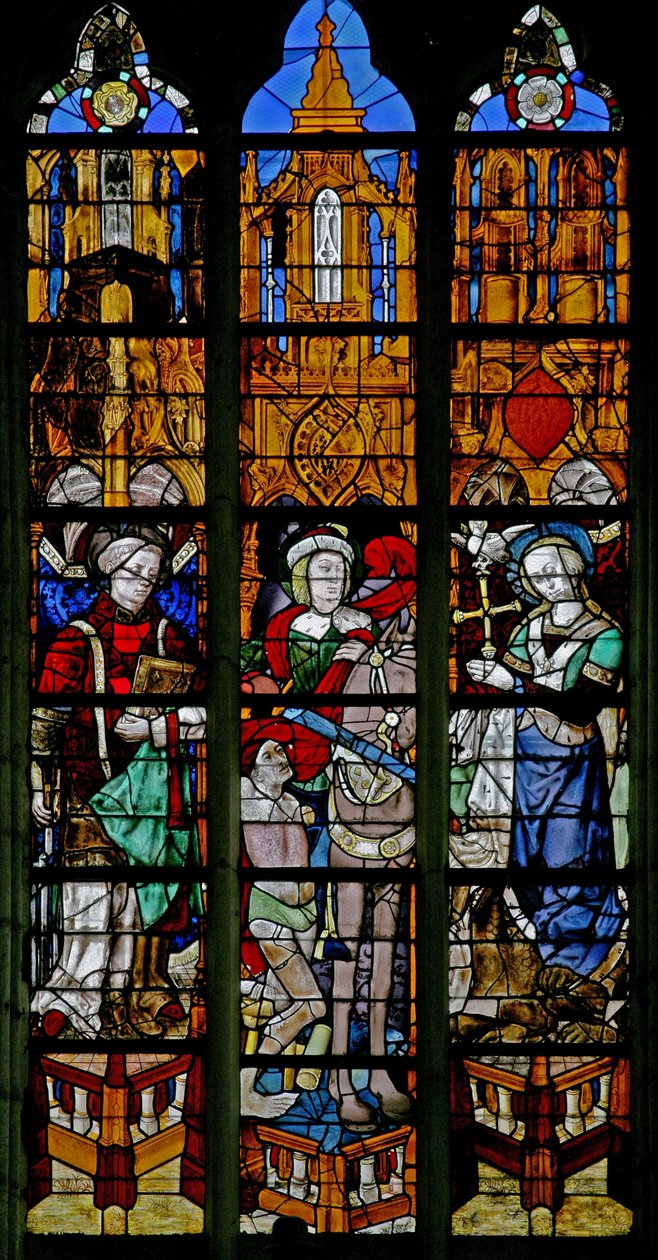 Raam w17 met St. Laurentius, St. Martinus en St. Margaretha door French School