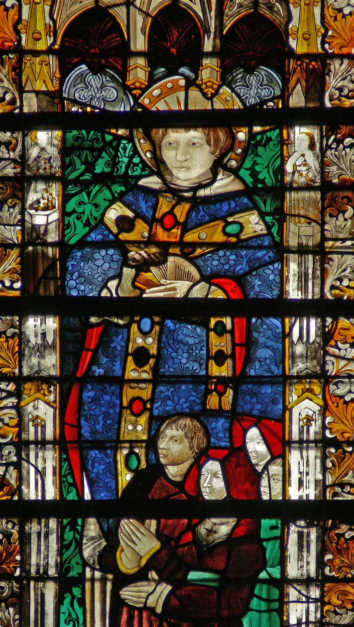 Raam w204 met St. Séverin en een familie van schenkers door French School