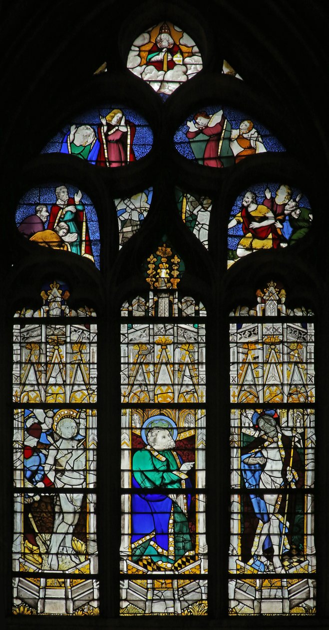 Raam w209 met St. Sebastian en de ongeloof van St. Thomas door French School