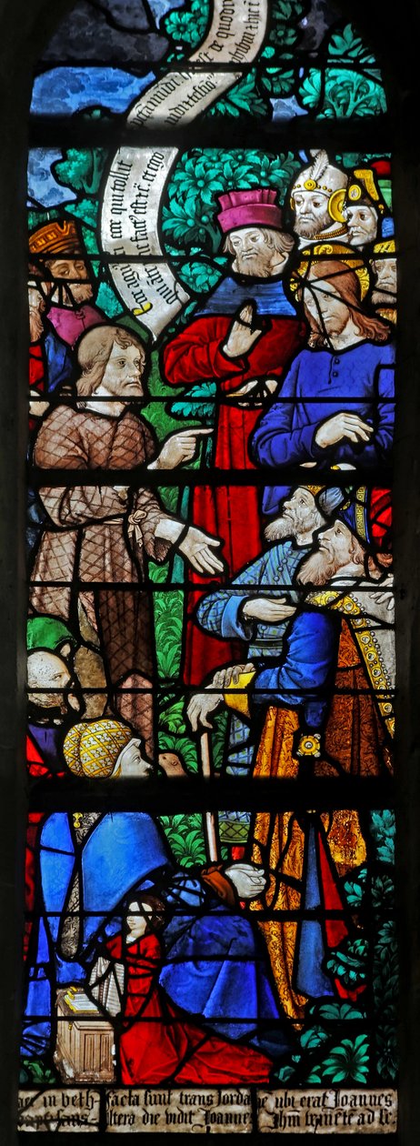 St. Johannes de Doper predikt de doop van Christus in Bethanië door French School