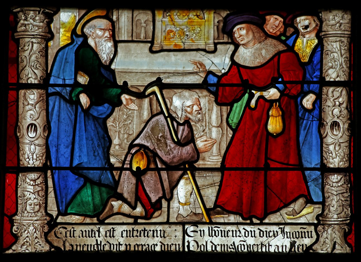 Raam w31 met een scène uit het leven van St. Denis: hij geneest een blinde man door French School