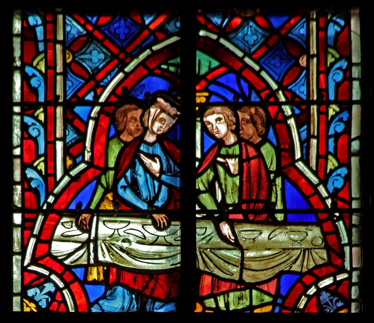 Raam w5 het Feest van Simsons huwelijk. Rechters XIV:10 door French School