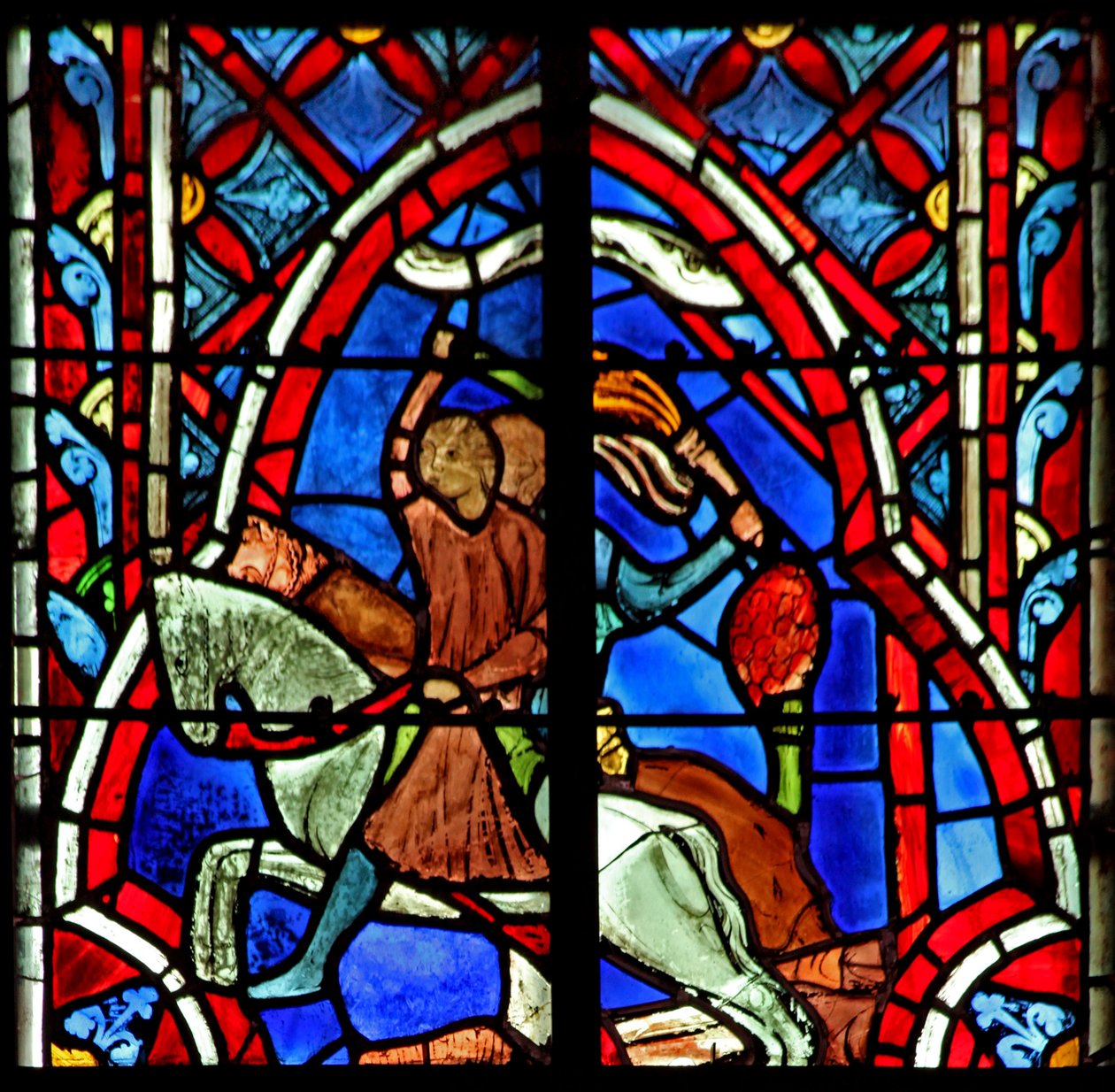 Raam w5 de Straf van de ambtenaren van Sukkot. Rechters VIII:1-17 door French School