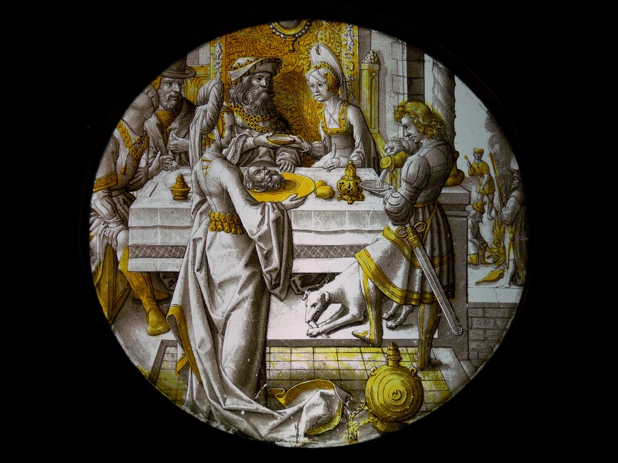 Raam w67 met Salome met het hoofd van Johannes de Doper door French School
