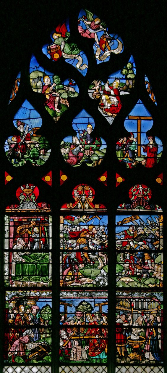 Raam w8 met St. Helena, Constantijn en de triomf van het kruis door French School