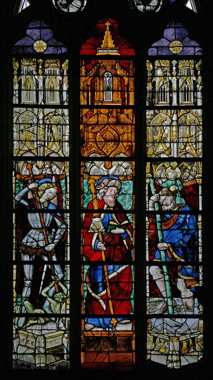 Raam w8 met St. Michael, St. Jacobus en St. Christoffel door French School