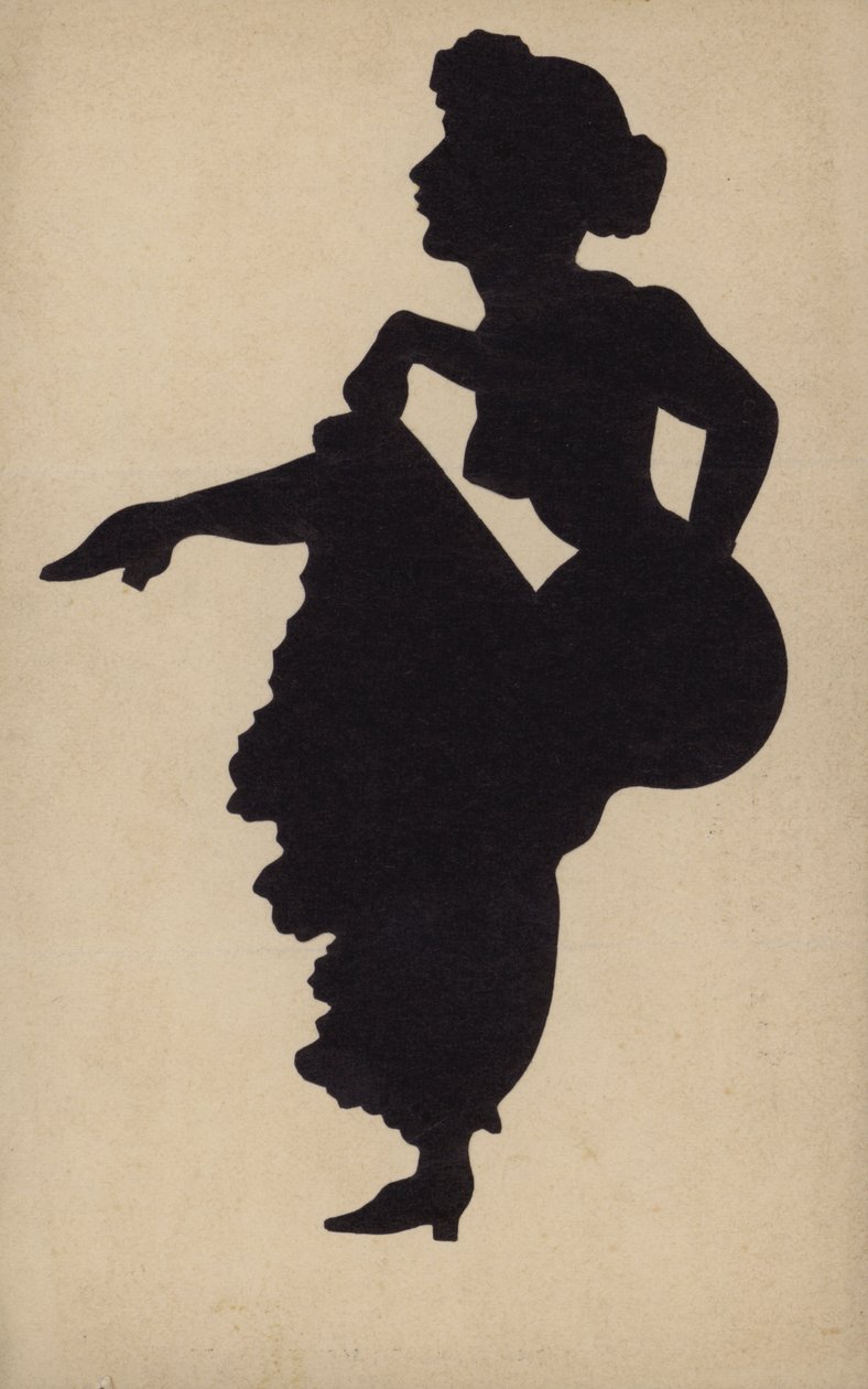 Vrouw danst de can-can (litho) door French School