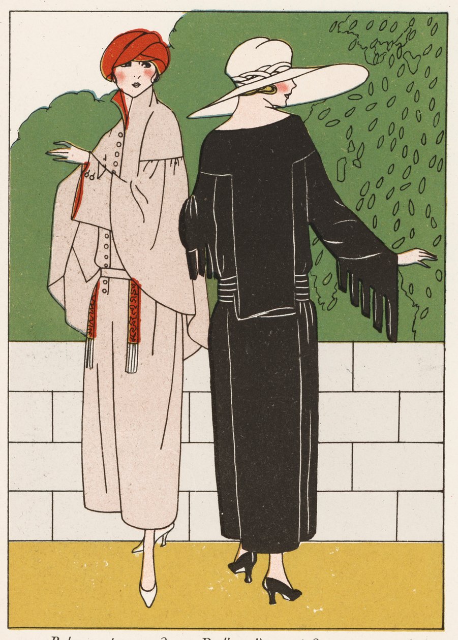 Damesjassenmode uit de jaren 1920 (kleurenlitho) door French School