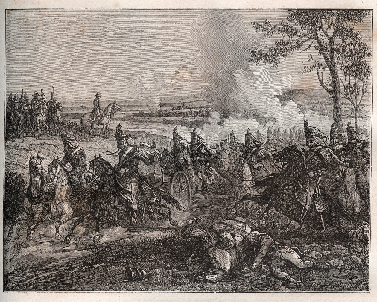 Slag bij Castiglione: Napoleon verslaat de Oostenrijkers onder Wurmser en dwingt hen zich terug te trekken naar Mantova. 5 augustus 1796 - Nieuwe Nationale Encyclopedie door Maurice La Charest - 1870 door French School