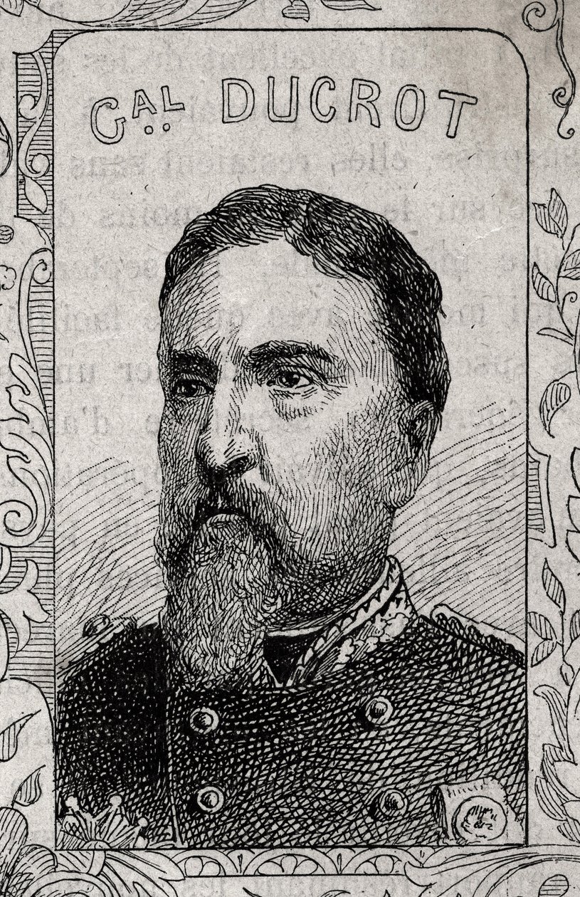portret van de Franse generaal Auguste-Alexandre Ducrot - 1870-71 (gravure) door French School