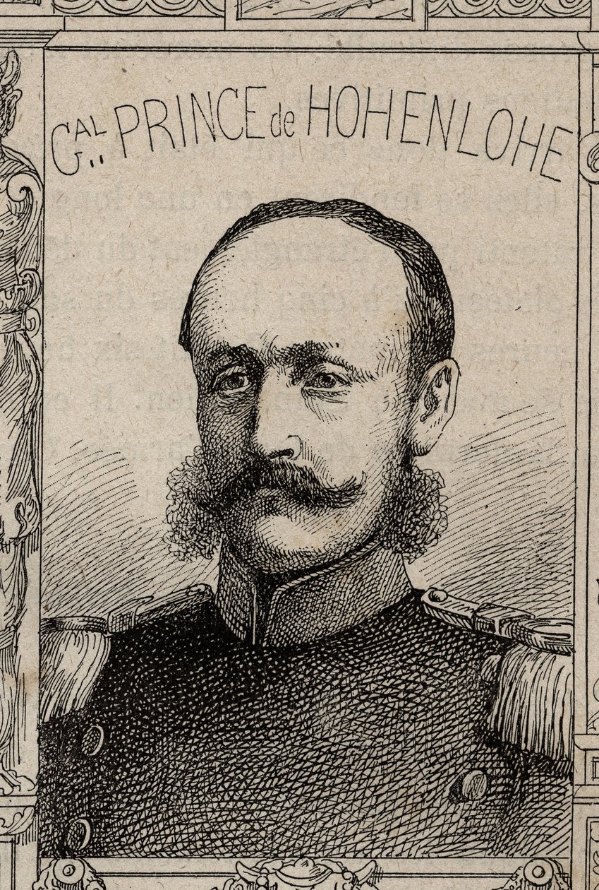 portrait of German general Clovis de Hohenlohe-Schillingsfurst - 1870-71 (engraving) door French School