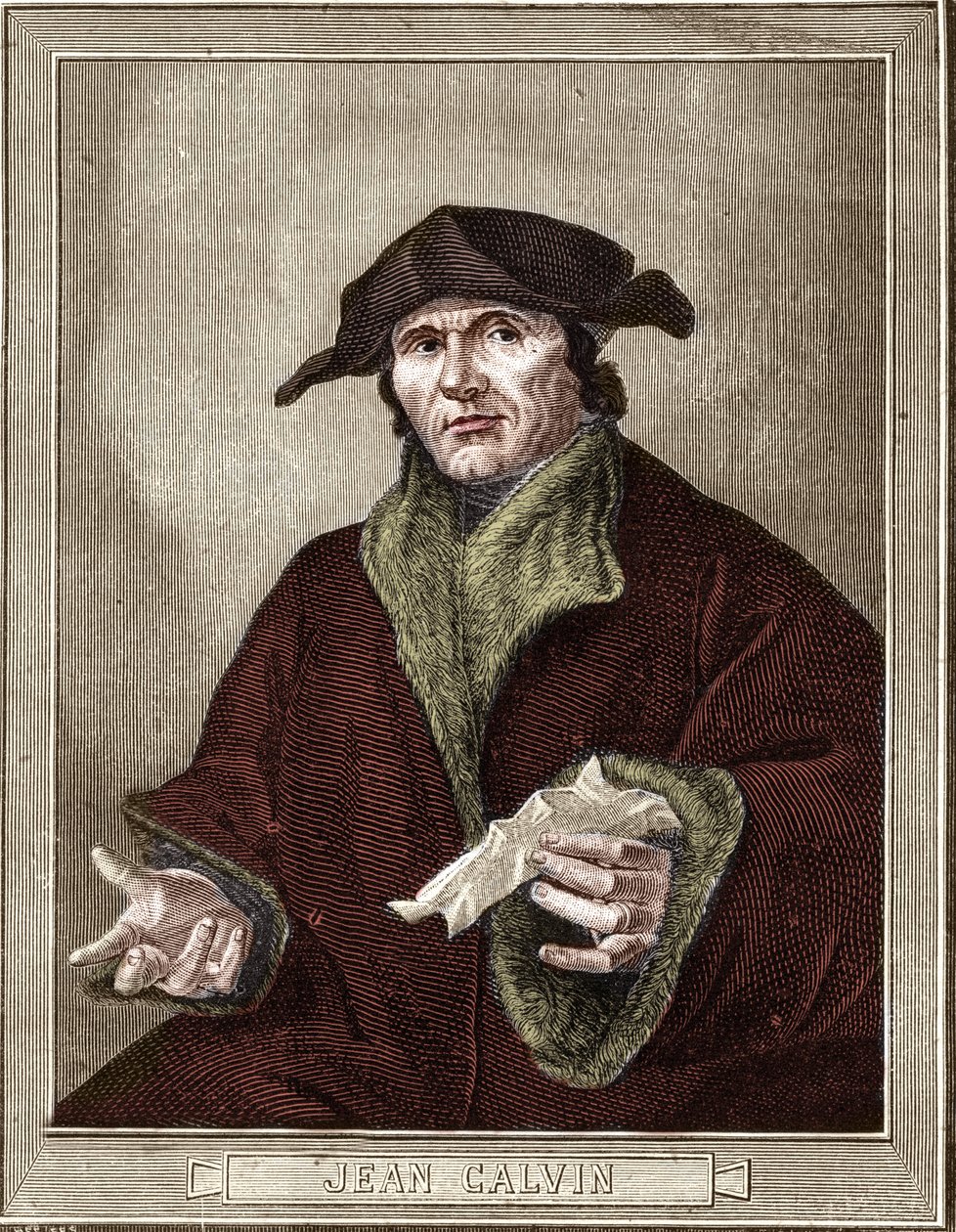 Portret van Jean Calvin, Franse religieuze hervormer en schrijver door French School