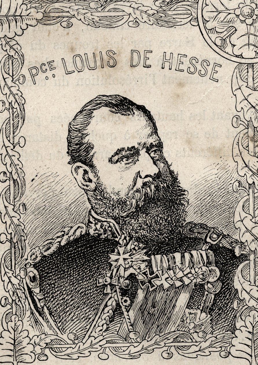portret van de groothertog van Hessen Lodewijk IV door Hesse - 1870-71 (gravure) door French School