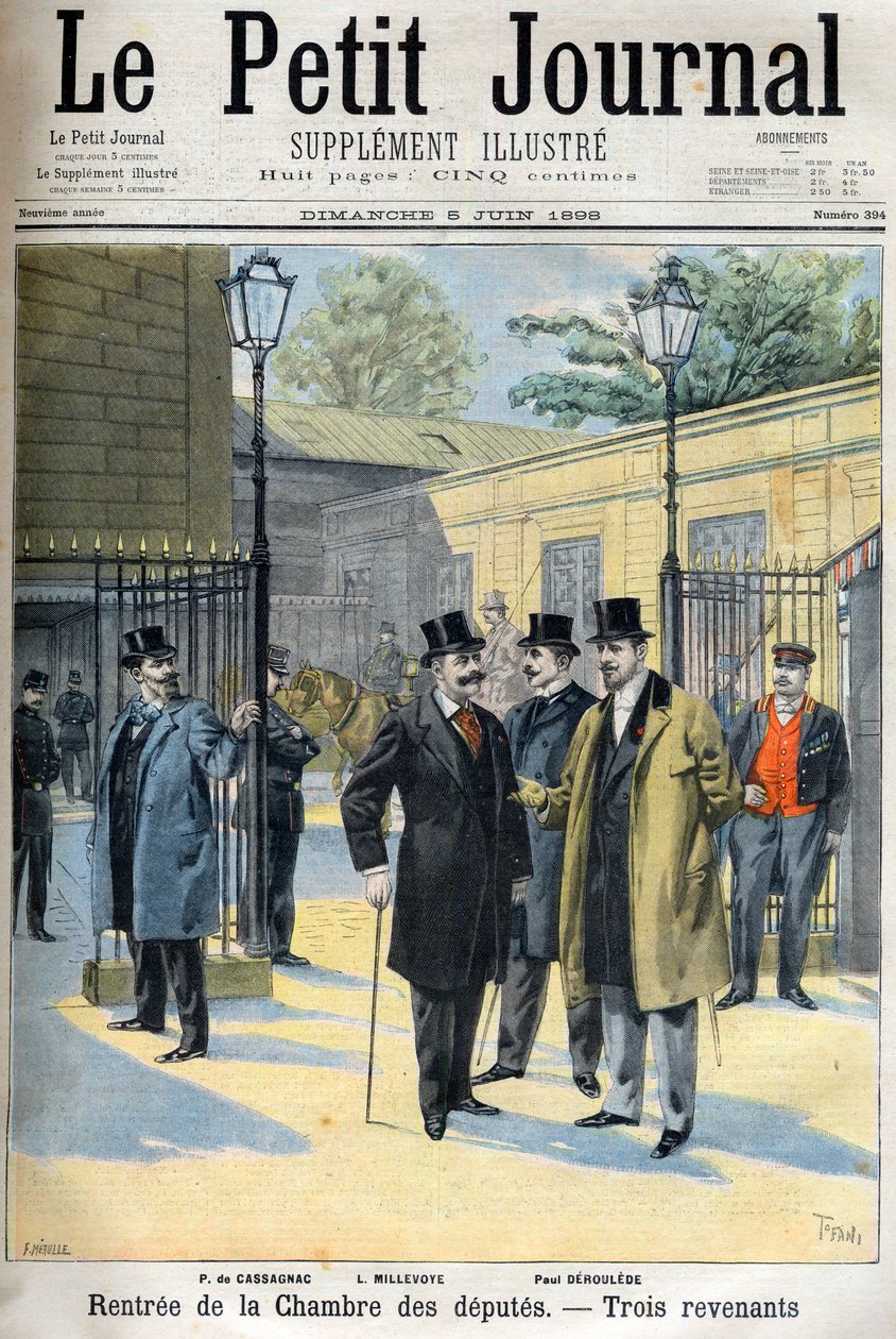 Heropening van de Kamer van Afgevaardigden, illustratie in Le Petit Journal, 5 juni door French School