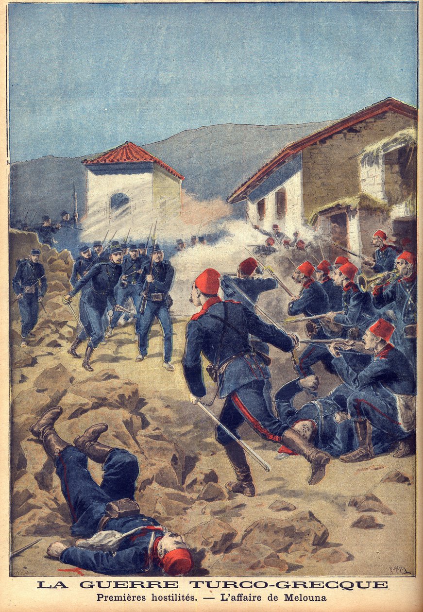 De Grieks-Turkse Oorlog van 1897 - Een van de eerste veldslagen in Thessalië door French School
