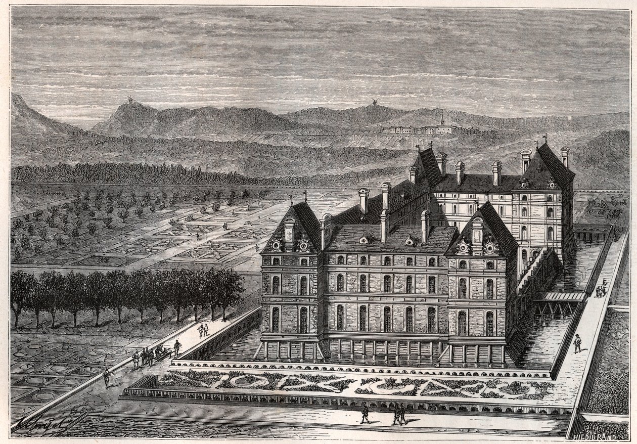 Zicht op het kasteel van Rosny door French School