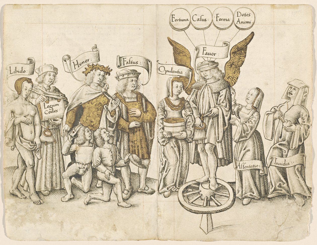 Een dialoog over menselijke gunst (recto) door French early 16th Century