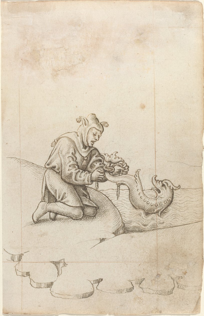 "Je Bindt een Dolfijn aan de Staart" [fol. 17 recto] door French early 16th Century
