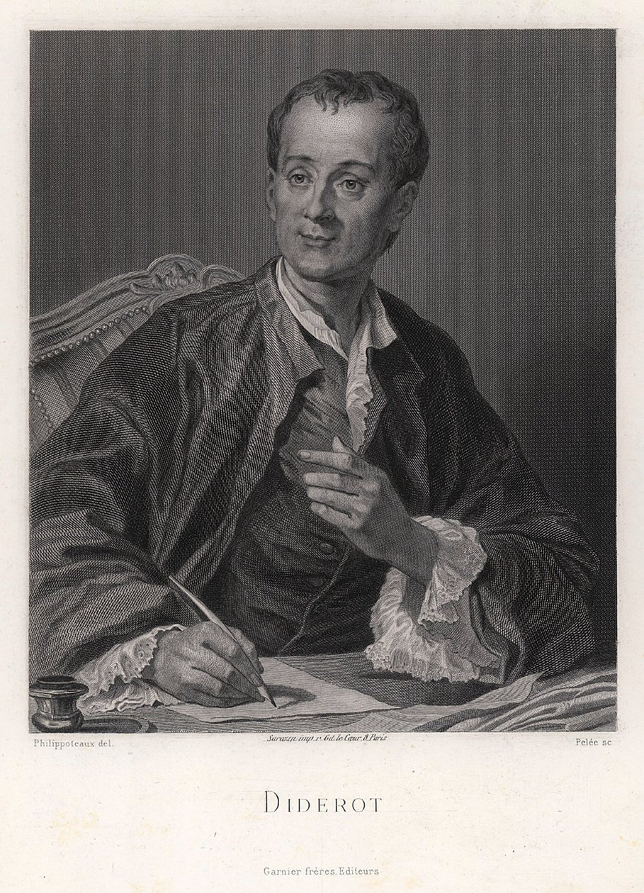 Portret van de schrijver, essayist en filosoof Denis Diderot 1713-1784, midden 18e eeuw door French master.