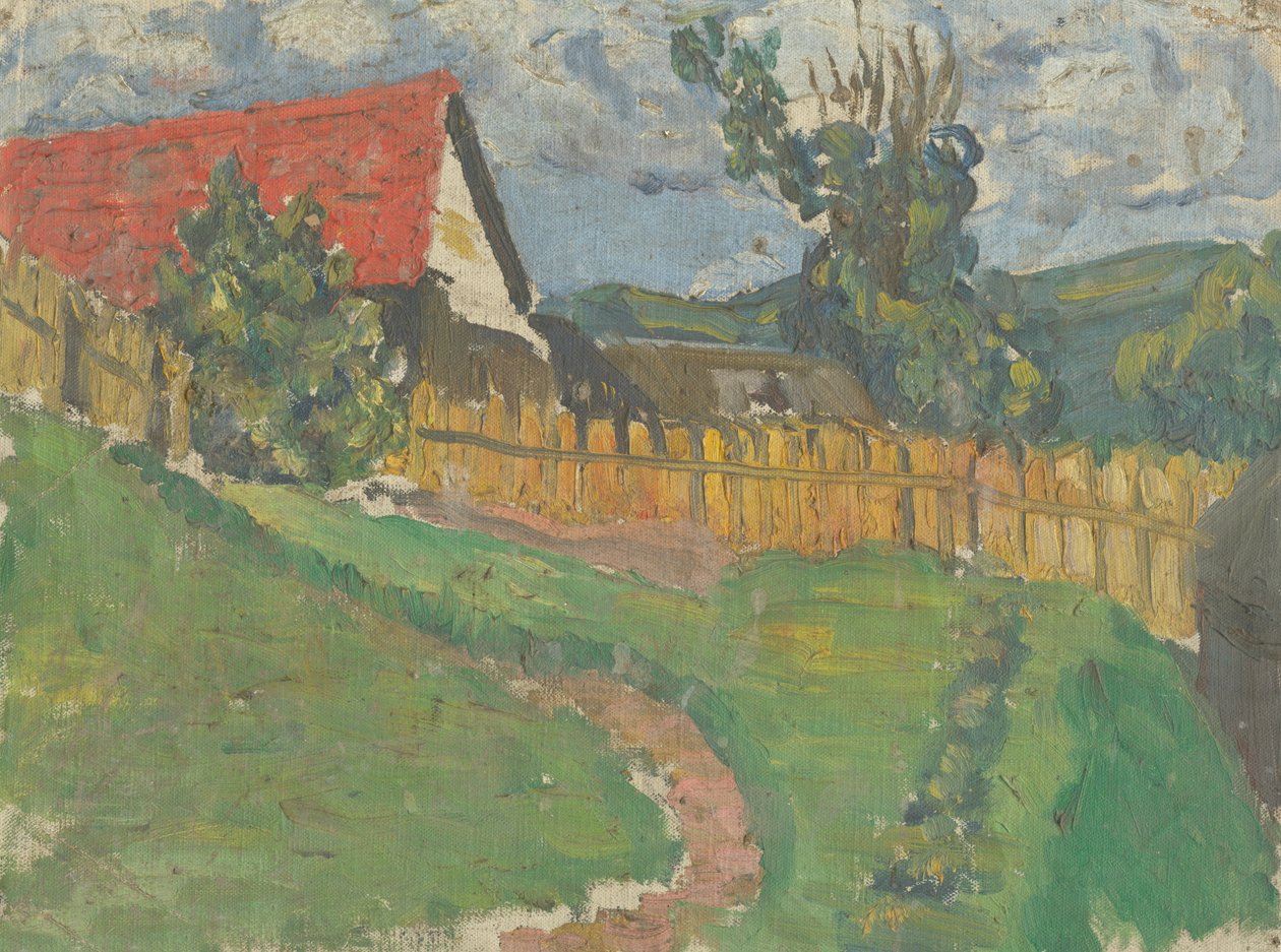 Studie van een Landschap met een Huis door Frida Konstantin