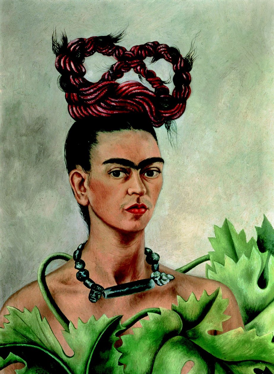 Zelfportret met vlecht door Frida Kahlo