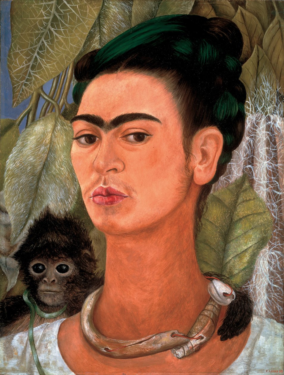 Zelfportret met aap door Frida Kahlo