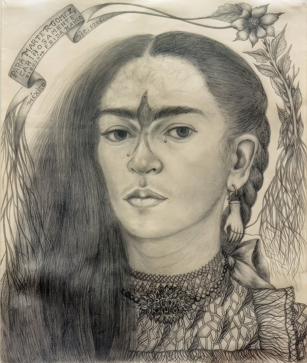 Zelfportret opgedragen aan Marte R. Gómez door Frida Kahlo
