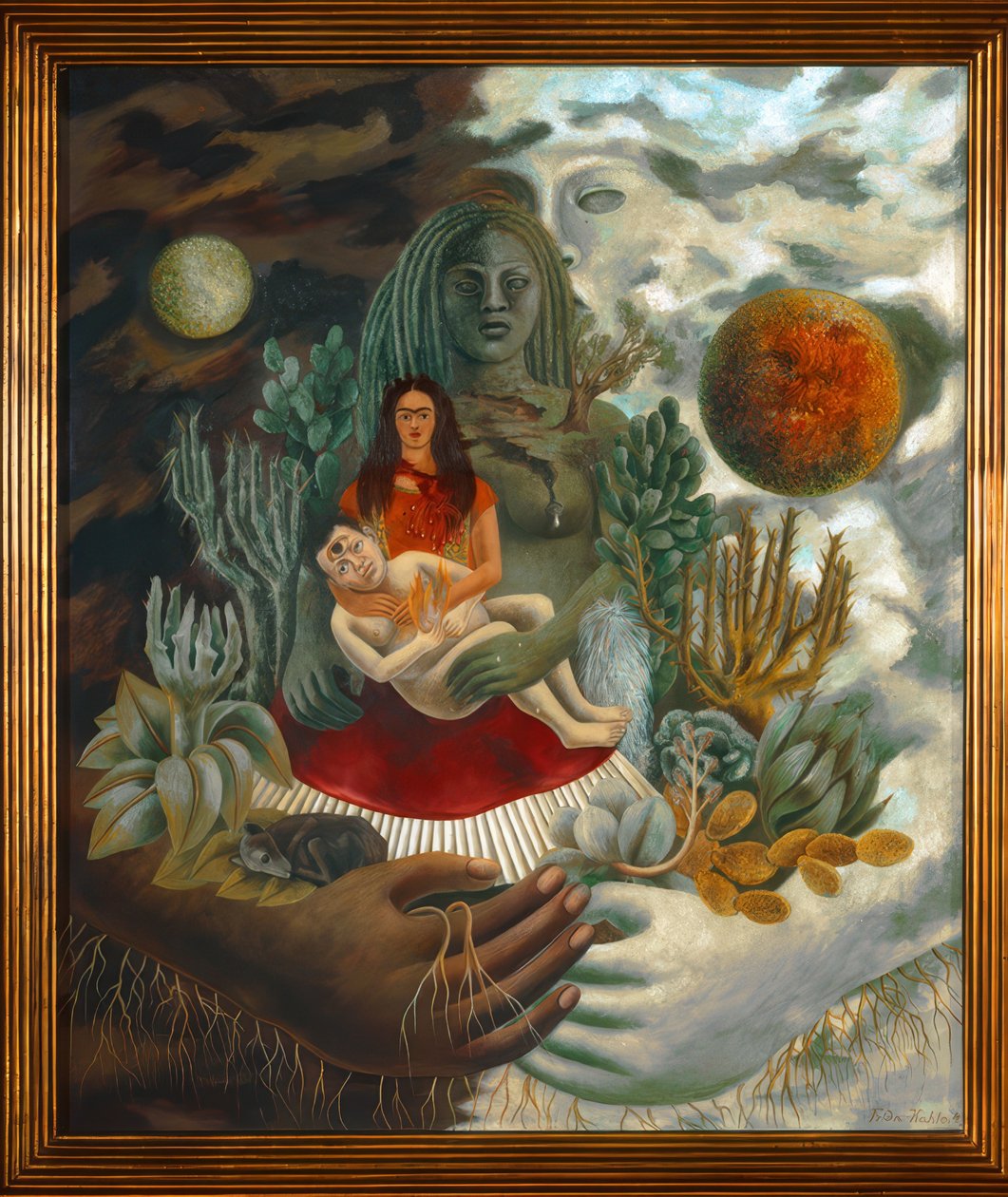 De liefdesomhelzing van het universum, de aarde (Mexico), Ik, Diego en Señor Xólotl, 1949 door Frida Kahlo