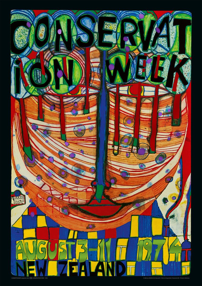 Week van het natuurbehoud (rote-versie) door Friedensreich Hundertwasser
