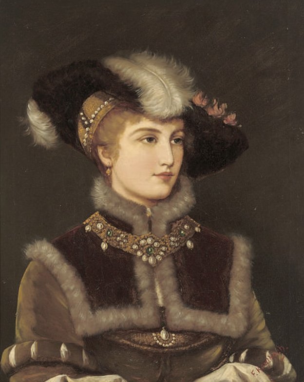 Portret van een jonge dame met bontmuts door Friedrich August von Kaulbach