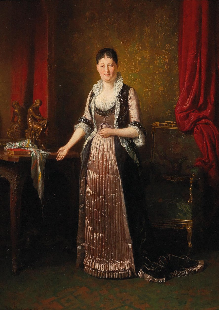Grootburgerlijk interieur met dames door Friedrich Ritter von Friedlander-Malheim