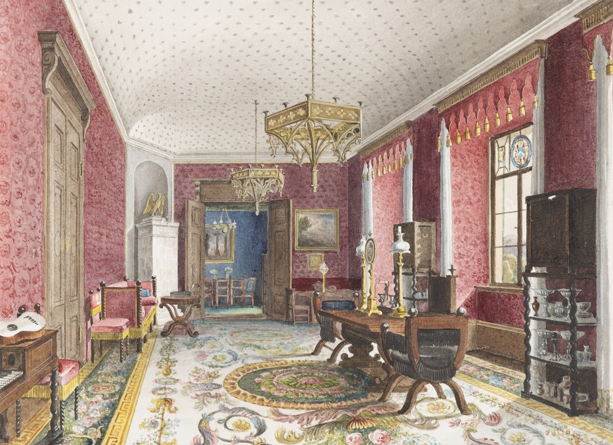 De Rode Kamer, Schloss Fischbach door Friedrich Wilhelm Klose